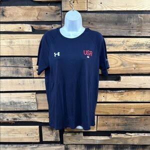 Under Armour Loose Fit Women’s Freedom Flag USA T-shirt Navy Blue Size Large NWT